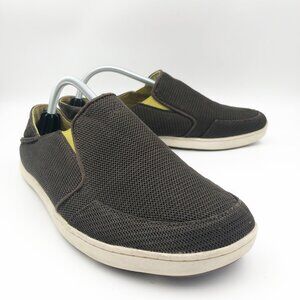OLUKAI Hohea Mesh Slip On Loafers Sneakers Shoes Brown Lime Green Mens 10